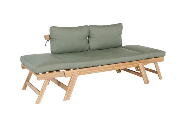 OUTFLEXX Lounge/Liege, FSC Akazie, Teakoptik, 192x70x60cm, Inkl. Polster, Grün – Bild 4