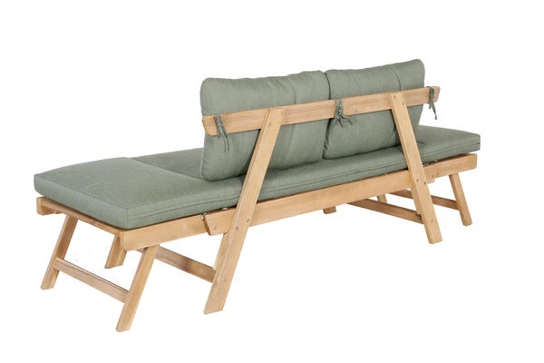 OUTFLEXX Lounge/Liege, FSC Akazie, Teakoptik, 192x70x60cm, Inkl. Polster, Grün – Bild 6