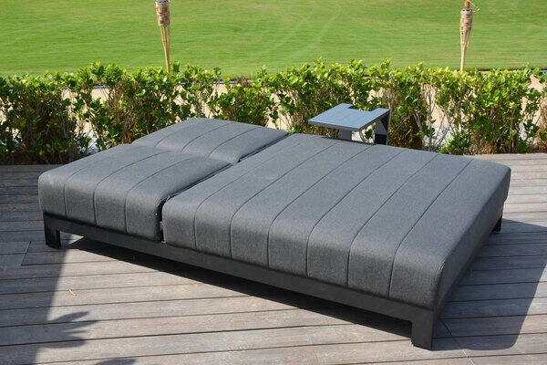 OUTFLEXX Doppelliegen, Anthrazit/sooty, Alu/Sunbrella, 203x143x40/100, Höhenverstellbare Rückenlehne – Bild 4