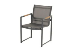 HARTMAN Fontaine Diningsessel, Anthrazit/schwarz, Alu/Teak, 63x59x86cm, FSC-Teak Armlehnen