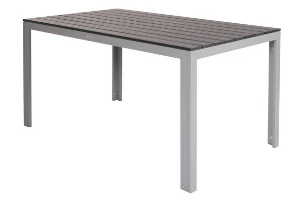 VILLANA Esstischgarnitur, Silber/schwarz, Alu/Holzimitat/Textil, Tisch 150x90cm, 6 Sessel, Stapelbar – Bild 9