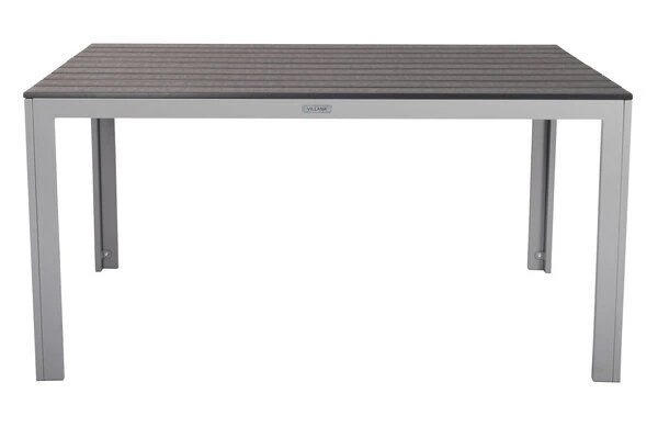 VILLANA Esstischgarnitur, Silber/schwarz, Alu/Holzimitat/Textil, Tisch 150x90cm, 6 Sessel, Stapelbar – Bild 10