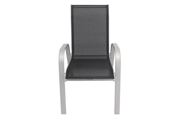 VILLANA Esstischgarnitur, Silber/schwarz, Alu/Holzimitat/Textil, Tisch 150x90cm, 6 Sessel, Stapelbar – Bild 14