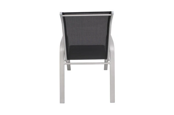 VILLANA Esstischgarnitur, Silber/schwarz, Alu/Holzimitat/Textil, Tisch 150x90cm, 6 Sessel, Stapelbar – Bild 16