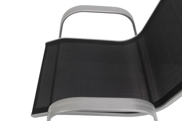 VILLANA Esstischgarnitur, Silber/schwarz, Alu/Holzimitat/Textil, Tisch 150x90cm, 6 Sessel, Stapelbar – Bild 18