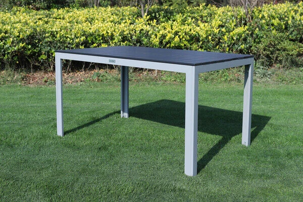 VILLANA Esstischgarnitur, Silber/schwarz, Alu/Holzimitat/Textil, Tisch 150x90cm, 6 Multipositionssessel – Bild 4