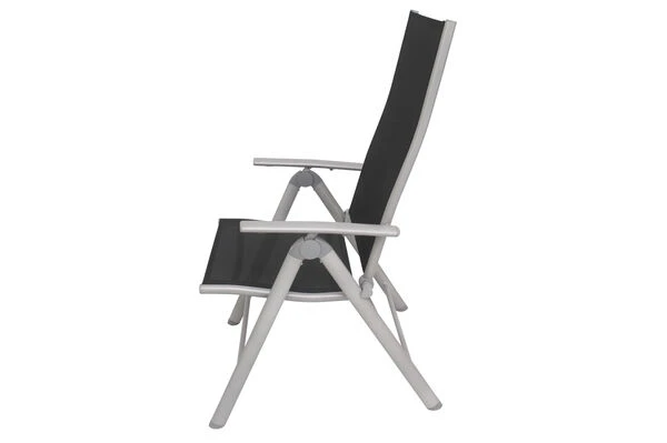 VILLANA Esstischgarnitur, Silber/schwarz, Alu/Holzimitat/Textil, Tisch 150x90cm, 6 Multipositionssessel – Bild 18