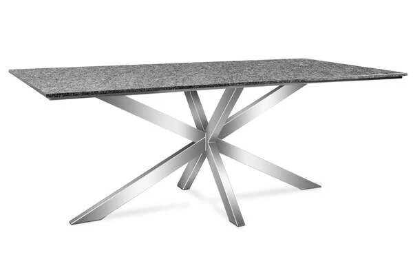 OUTFLEXX Esstischgarnitur, Silber, Edelstahl/Granit/Textilene, 200x100 Cm, 6 Gartensessel, Armlehnen Aus FSC-Teak – Bild 4