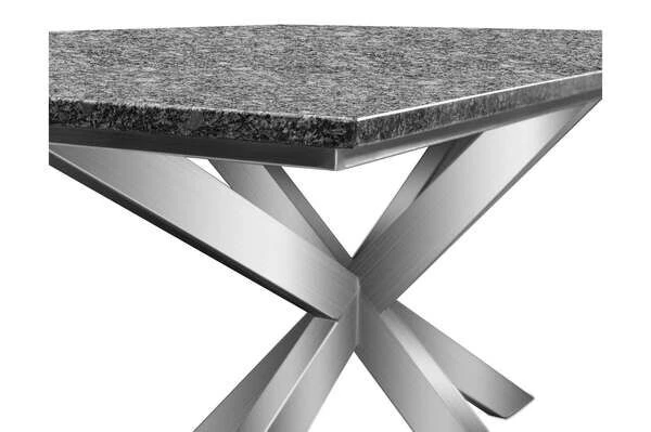 OUTFLEXX Esstischgarnitur, Silber, Edelstahl/Granit/Textilene, 200x100 Cm, 6 Gartensessel, Armlehnen Aus FSC-Teak – Bild 6