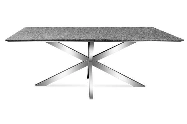 OUTFLEXX Esstischgarnitur, Silber, Edelstahl/Granit/Textilene, 200x100 Cm, 6 Gartensessel, Armlehnen Aus FSC-Teak – Bild 8