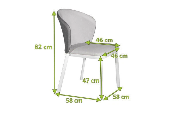 OUTFLEXX® Dining Sessel, Weiß/grau, Alu/Sling-Textilene, 58x58x82 cm – Bild 3