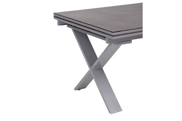 KETTLER BasicPlus Esstischgarnitur, Silber / Anthrazit, Alu / HPL / Textil, Tisch 180/280x100cm, 4 Stapelsessel, 2 Multipo – Bild 10