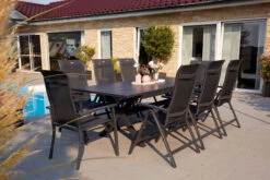 HARTMAN Xanadu / Alice Sitzgruppe, Xerix, Alu/Textilene/Glaskeramik, 2 Stapelsessel, 6 Multipo, 160/220x100cm