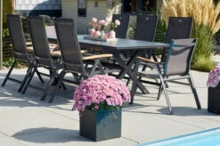 HARTMAN Xanadu / Aruba Sitzgruppe, Xerix/natur, Alu/Teak/Glaskeramik, 2 Dining Sessel, 6 Multipo, 160/220x100cm, FSC-Teak Armlehnen