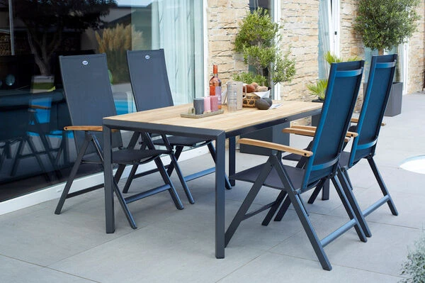 HARTMAN Aruba Sitzgruppe, Xerix/natur, Alu/Teak, 4 Multipo, 160x90cm, FSC-Teak Armlehnen