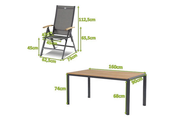 HARTMAN Aruba Sitzgruppe, Xerix/natur, Alu/Teak, 4 Multipo, 160x90cm, FSC-Teak Armlehnen – Bild 4