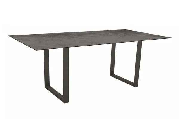 STERN Esstisch, Anthrazit, Aluminium, 200x100 Cm, Mit Tischplatte Silverstar 2.0 Dekor Zement