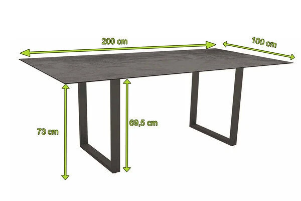 STERN Esstisch, Anthrazit, Aluminium, 200x100 Cm, Mit Tischplatte Silverstar 2.0 Dekor Zement – Bild 4