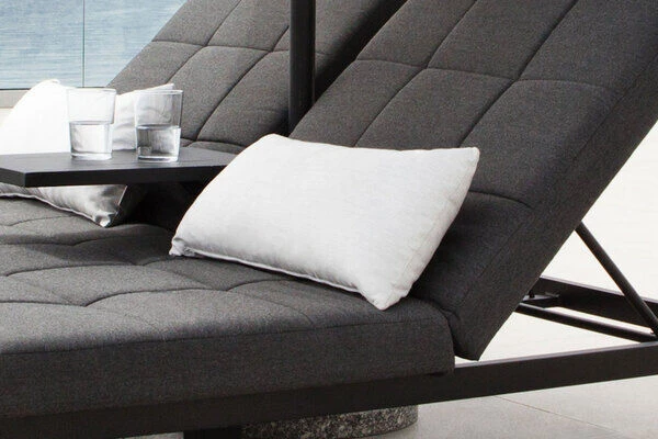 OUTFLEXX Twin Doppelliege, Sooty/marble, Alu/Sunbrella, 196 X 161 X 34 Cm, Rückenlehne Verstellbar, Inkl. Beistelltisch Und 1x Rückenkissen – Bild 4