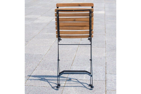 OUTFLEXX Sitzgruppe, Natur/schwarz, Stahl/FSC-Akazienholz, Ø 90 Cm, 4 Klappstühle, Pulverbeschichtet, Geölt – Bild 7