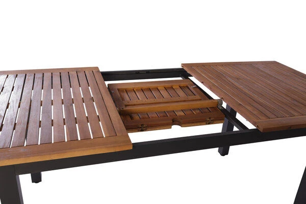 VILLANA Esstischgarnitur, Anthrazit/grau, Alu/ FSC-Akazienholz, Ausziehtisch 150/200 Cm, 4 Stapelstühle, 2 Multipositionssessel – Bild 16