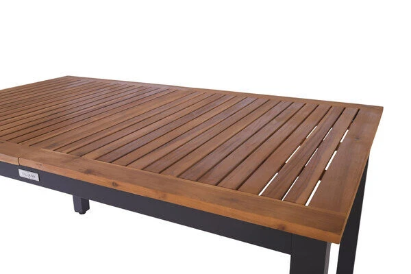 VILLANA Esstischgarnitur, Anthrazit/grau, Alu/ FSC-Akazienholz, Ausziehtisch 150/200 Cm, 4 Stapelstühle, 2 Multipositionssessel – Bild 17