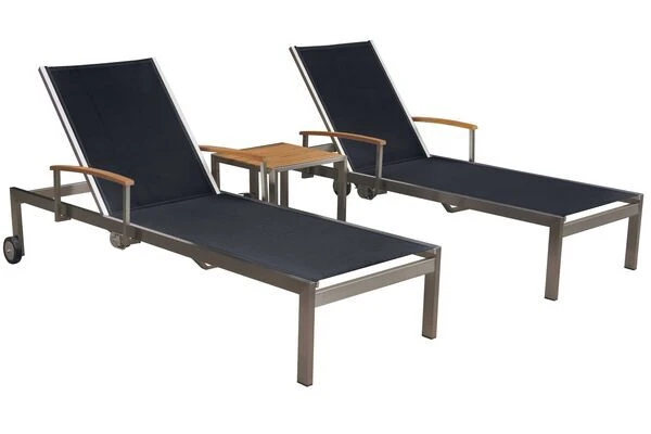 OUTFLEXX Rollliege, Schwarz, Edelstahl/Textilene, Mit Gasfeder, 195,5x74x35cm – Bild 6