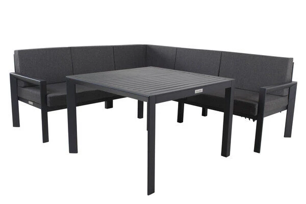 VILLANA Dining-Lounge, Schwarz/grau Meliert, Alu/Polyester, Inkl. Kissen – Bild 6