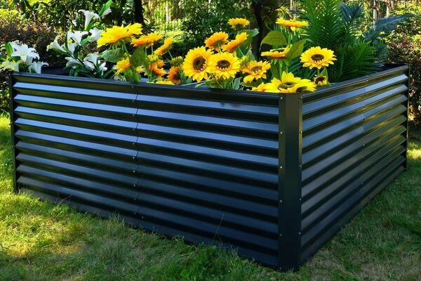 OUTFLEXX Eck-Hochbeet, Anthrazit, Zincalume, 210x210x90x84cm – Bild 2