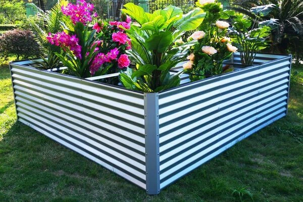 OUTFLEXX Eck-Hochbeet, Silber, Zincalume, 270x270x90x84cm – Bild 6