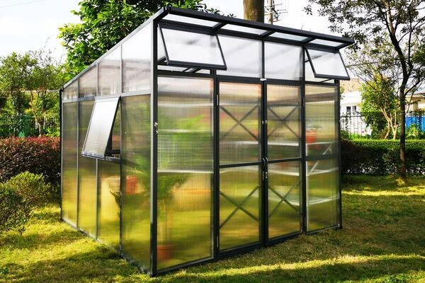 OUTFLEXX Gewächshaus, Anthrazit, Alu/Polycarbonat, 271x271x241/180cm, 4 Fenster, 10 Mm Wandstärke – Bild 2