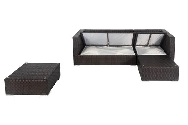 OUTFLEXX Loungemöbel-Set, Braun, Polyrattan, 5 Personen, Wasserfeste Kissenbox – Bild 2