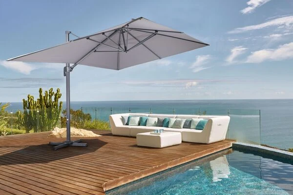 OUTFLEXX Ampelschirm, Anthrazit, Pulverbesch. Aluminium, 400x300cm, Inkl. PlattenstĂ€nder â Bild 2