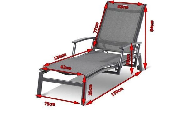 HARTMAN Alice Comfort Rollliege, Xerix/anthrazit, Alu/Textilene, 75x170x35cm – Bild 2