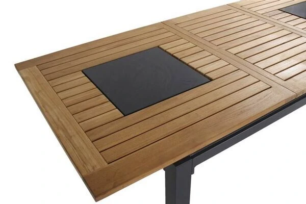 HARTMAN Concept Ausziehtisch, Xerix/natur, Alu/FSC-Teak, 180/240x100cm, Inkl. Granitinlays – Bild 2