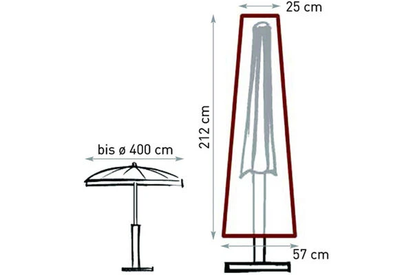 GARVIDA Schutzhülle Für Sonnenschirme Ø 250 - 400 Cm, Braun, Polyestergewebe, 212 X 57/18 Cm, Mit Zugband – Bild 2