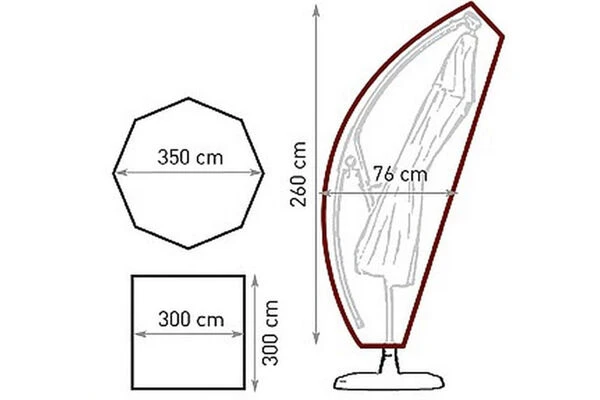 BELARDO Schutzhülle Für Ampelschirme Bis Ø 350 Bzw. 300 X 300 Cm, Silbergrau, Polyethylen, 76 X 76 X 260 Cm, Verstärkte Ösen – Bild 2