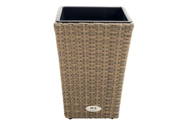 Ploß Rabida Pflanzgefäß, Champagner-meliert, Polyrattan, Konisch, 28x28x40 Cm, Kunststoffeinsatz – Bild 2