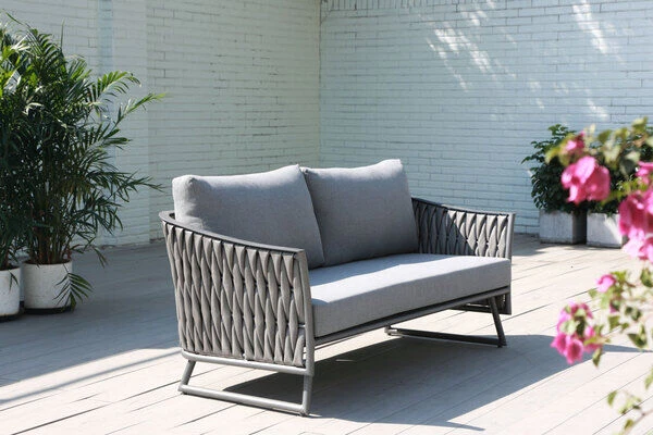 OUTFLEXX Oranger Blossom Lounge-Set, Anthrazit, Alu/XL Geflecht, 4-teilig, Inkl. Sitz- Und Rückenkissen, Tisch 120 X 70 X 42 Cm – Bild 2