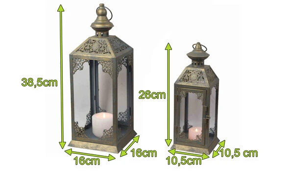 OUTFLEXX 2-er Set Laterne, Blau/gold, Metall, H Ca. 26/38,5 Cm – Bild 2