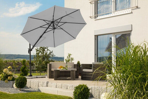 Schneider® SCHNEIDER Rhodos Eco Twist Ampelschirm, Grau, 300x300 Cm, Rund – Bild 2