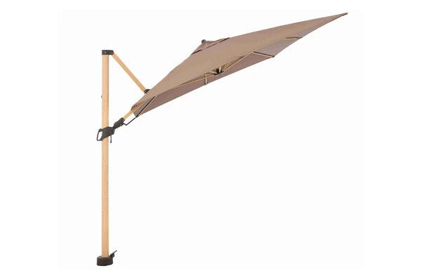 DOPPLER Alu Wood Pendelschirm, Greige, Alu/Polyester, 300x220 Cm, Mit Kurbel, Holzoptik – Bild 2