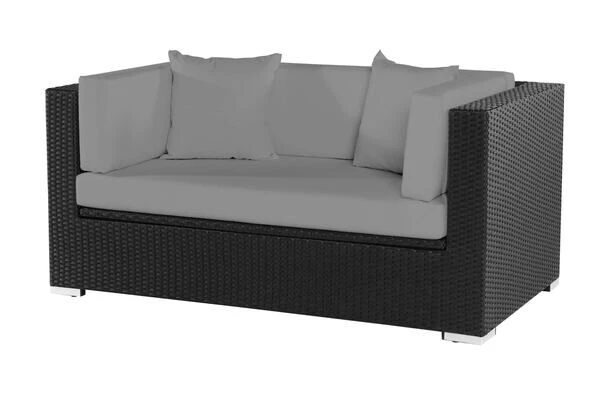 OUTFLEXX 2-Sitzer Sofa, Schwarz, Polyrattan 152x85x70cm, Inkl. Polster Und Wasserfeste Kissenbox – Bild 2