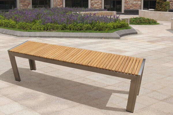 OUTFLEXX Bank Aus Edelstahl/FSC-Teakholz, 160x38x45cm – Bild 2