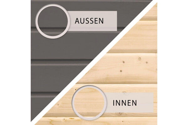 KARIBU Gartenhaus Radeburg 3, Terragrau, Fichtenholz 40mm, 406 X 369 X 229,5 Cm, Pultdach, Inkl. 2 Drehkippfenster – Bild 4