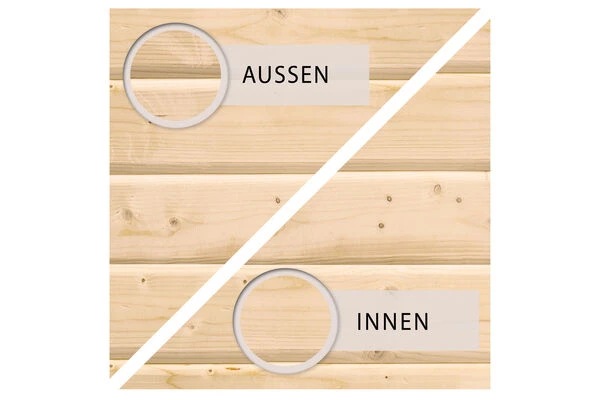 KARIBU Gartenhaus Kerko 6, Naturbelassen, Fichtenholz 19mm, 334 X 306 X 216 Cm, Flachdach, Anbau 2,8m – Bild 4