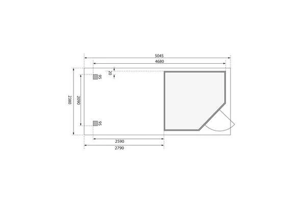 KARIBU Gartenhaus Schwandorf 3, Terragrau, Fichtenholz 19mm, 504,5 X 217 X 218 Cm, Flachdach, Anbau 2,8m Mit Rückwand – Bild 6