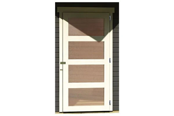 KARIBU Gartenhaus Schwandorf 5, Terragrau, Fichtenholz 19mm, 530 X 246 X 218 Cm, Flachdach, Anbau 2,8m Mit Rückwand – Bild 2