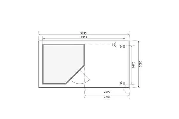 KARIBU Gartenhaus Schwandorf 5, Terragrau, Fichtenholz 19mm, 530 X 246 X 218 Cm, Flachdach, Anbau 2,8m Mit Rückwand – Bild 6