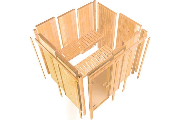 KARIBU Faurin Sauna , Naturbelassen, Fichte, 170x151x198 Cm,SETOfen 4,5 KW Integr. Strg. – Bild 4